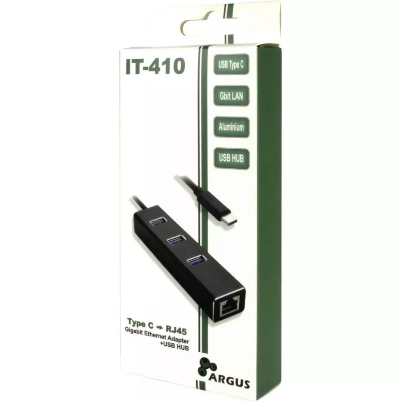 Inter-Tech Argus IT-410 - Hub - 3 x SuperSpeed USB 3.0 + 1 x 10/100/1000 - Desktop (88885440)