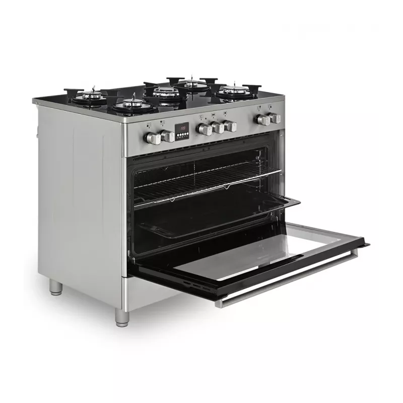 Wolnostojąca kuchenka gazowo-elektryczna Ravanson KWGE-K90, 5 stref gotowania, 90 cm, inox