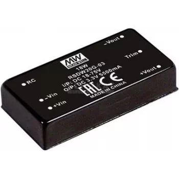 zasilacz Mean Well RSDW20G-03 — 20 W, Wejście 18–75 V, Wyjście 3 V, RoHS