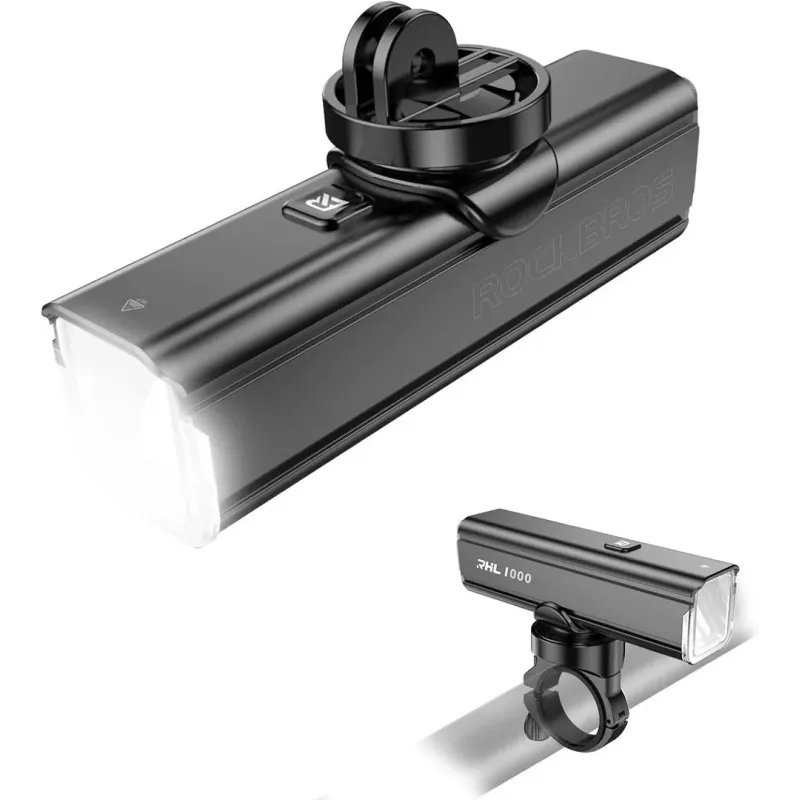 Rockbros RHL1000 24610002001 lampka rowerowa przednia 1000 lm + kabel USB-C na USB-A, czarna