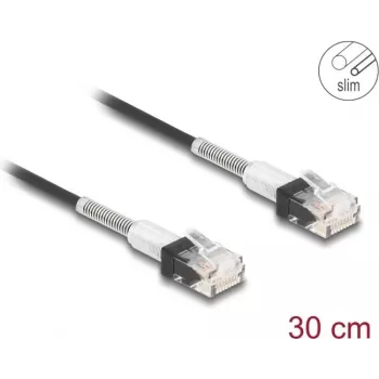 Kabel sieciowy DeLOCK RJ45 0,3 m Cat.6A UTP cienki Czarny