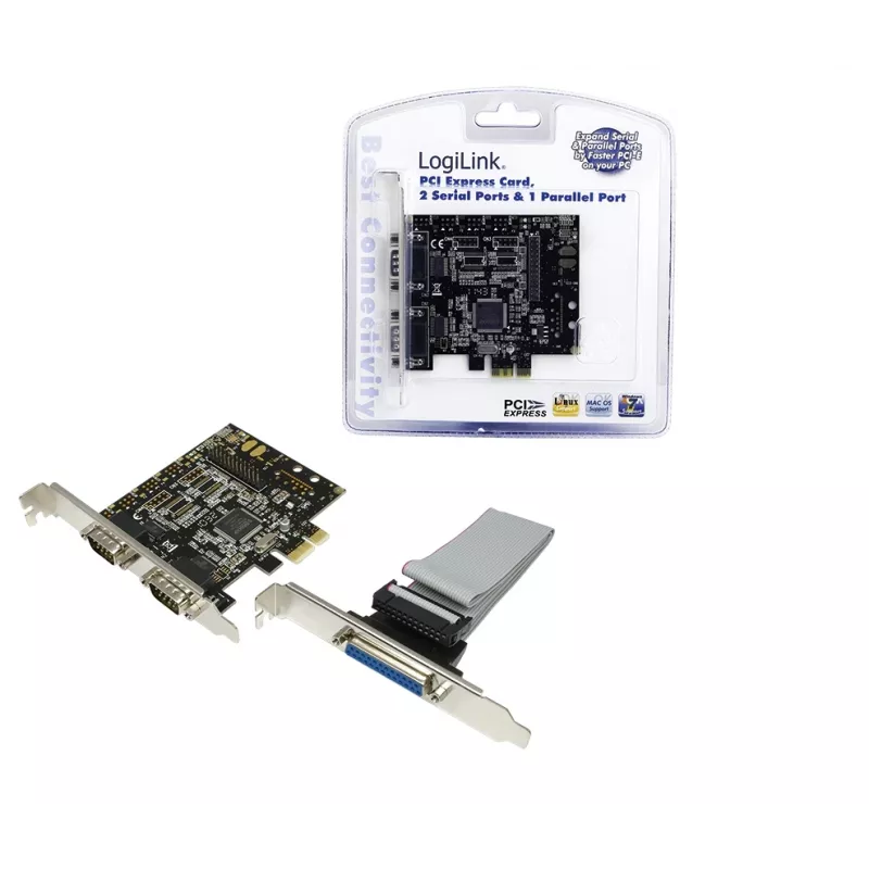 Wewnętrzna karta interfejsu PCIe LOGILINK PC0033 z portami szeregowymi i równoległymi, chipset NetMOS