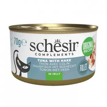 SCHESIR Complements Tuna with hake in jelly - mokra karma dla kota - 70g