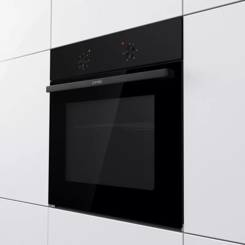 Piekarnik Gorenje | BO6615E01B | 60 L | Elektryczny | EnamelClean | Pokrętła wciskane | Wysokość 59,5 cm | Szerokość 59,5 cm | Czarny