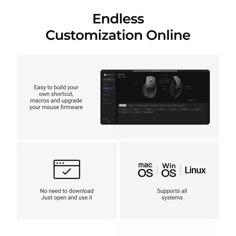 Mysz Keychron M6 Praworęczna Uniwersalna — Optyczna, RF Wireless + Bluetooth + USB-C, 30000 DPI, Czarna