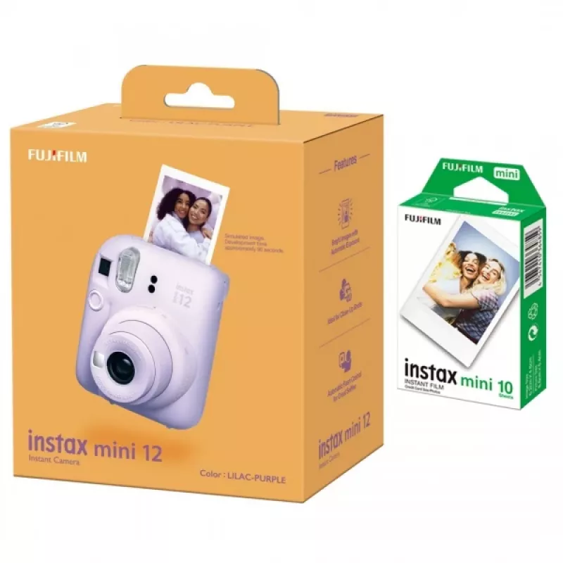 Fujifilm Instax Mini 12 fioletowy z 10 arkuszami błyszczącymi