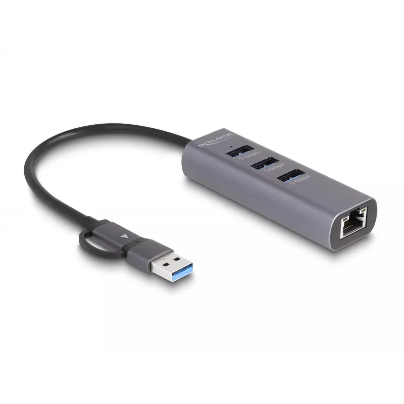DeLOCK 64282 stacja dokująca do laptopa i replikator portów Przewodowy USB 3.2 Gen 1 (3.1 Gen 1) Type-C Szary (64282)