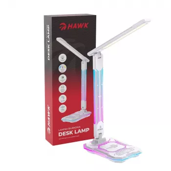 Lampa stołowa Hawk HW-LAMP04 biała LED z regulacją, białe wykończenie, regulowana głowica i ramię
