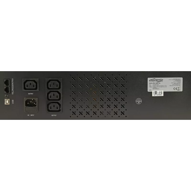 Gembird - UPS rack 19'' 3.4U 1500VA, 4x IEC 230V wyjście, IEC14 wejście, RJ11, USB, LCD Line-Interactive 1.5 kVA 900 W 4 gniazda wyjściowe