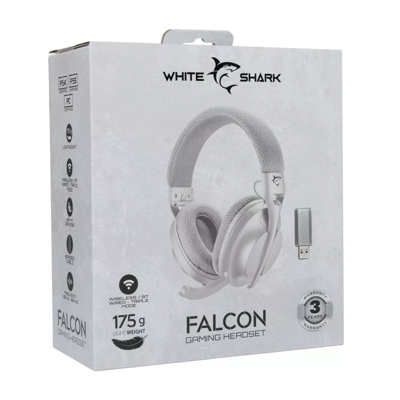 Słuchawki White Shark WGH-2441 Falcon Biało-szare