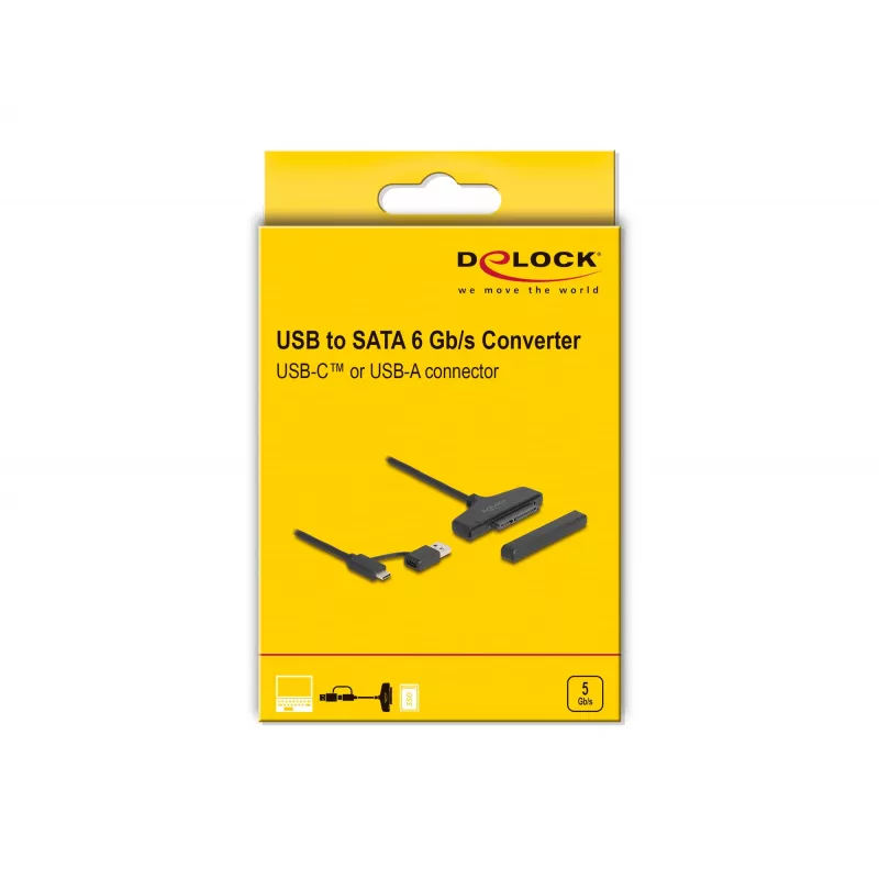 DeLOCK Konwerter USB na SATA 6 Gb/s USB Type-C Type-A 0,3 m
