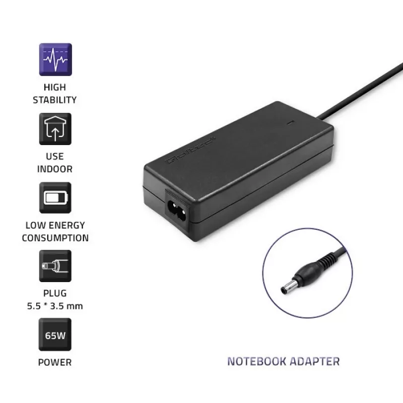 Qoltec 50015.60W Zasilacz do laptopa Samsung | 60W | 19V | 3,15A | 5,5*3,5+pin | +przewód zasilający