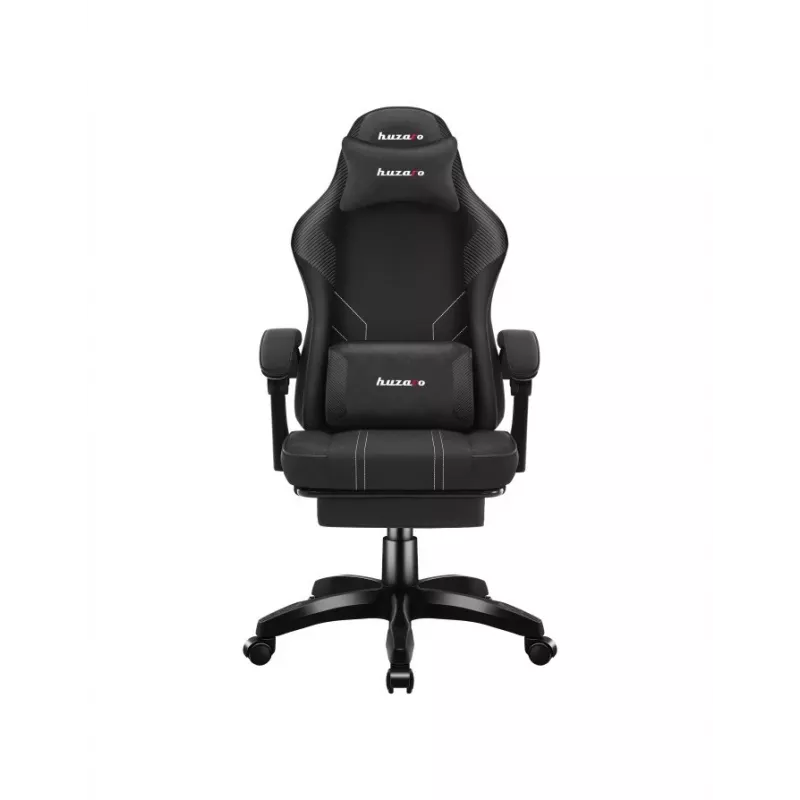 Gaming armchair huzaro Force 3.7 Carbon Czarny — ergonomic, adjustable height 107.5–116.5 cm, 5 wheels, lumbar and neck pillows