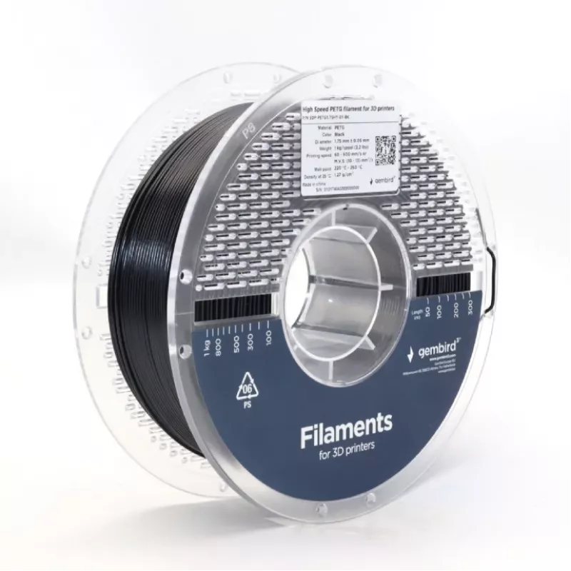 Filament do druku 3D Gembird PETG 1,75 mm Czarny 1 kg