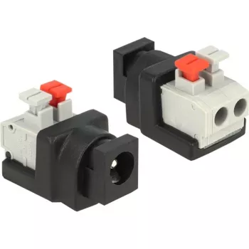 Adapter DC do listwy zaciskowej DeLOCK 65524 DC 5.5 x 2.1 mm czarny srebrny