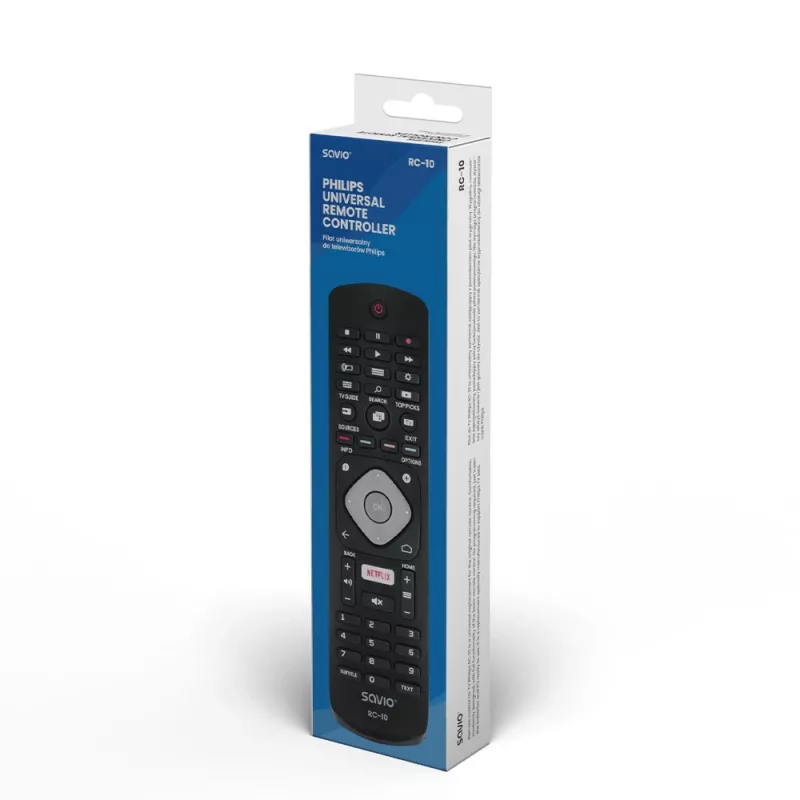 SAVIO pilot RC-10 do telewizora Philips, bezprzewodowy IR, czarny, przyciski