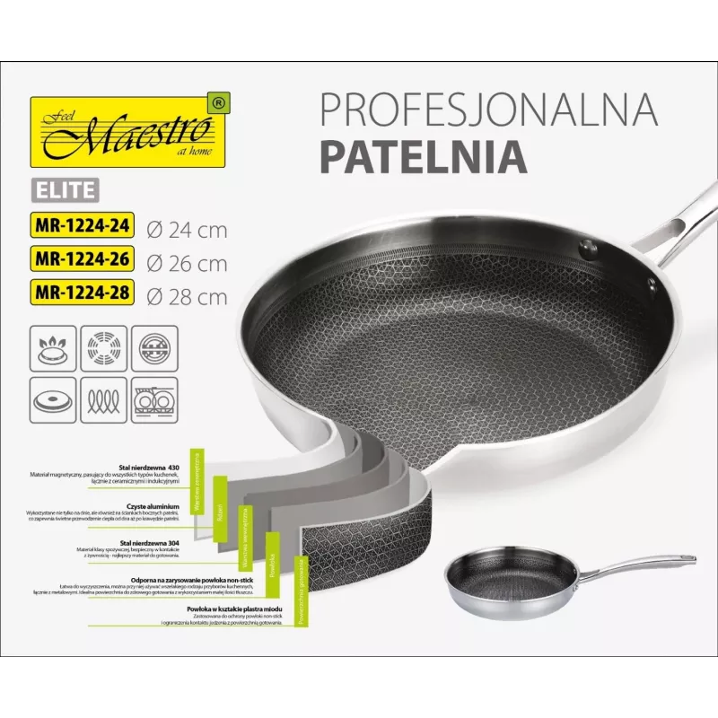 Profesjonalna Patelnia Maestro MR-1224-24 24 cm