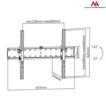 Uchwyt ścienny Maclean Mc-668, uchylny, do 40 kg, VESA 100x100 do 600x400