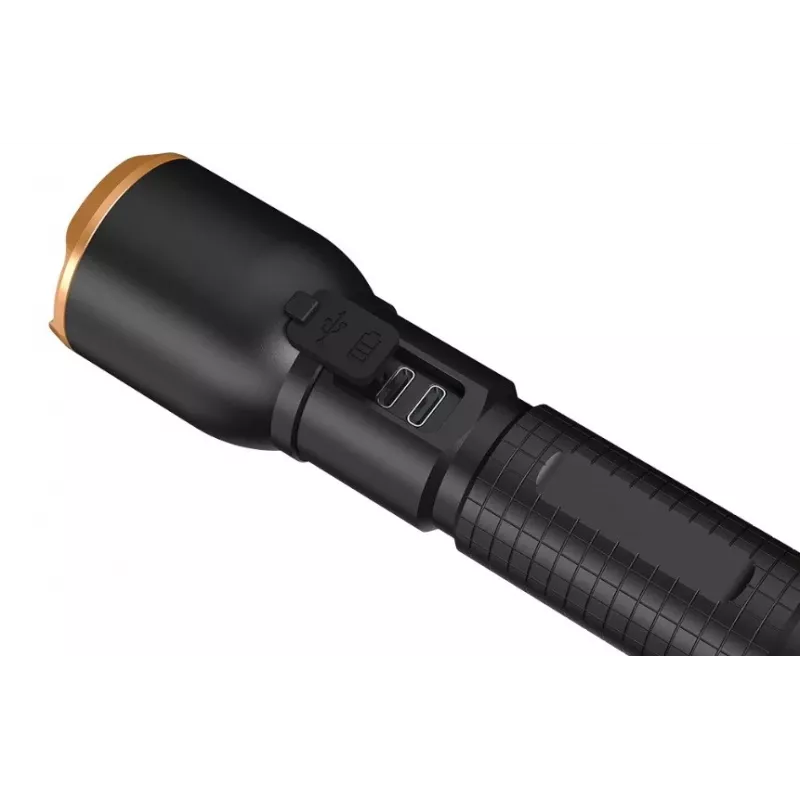 Latarka Duracell DF2500R — czarna, ręczna latarka akumulatorowa