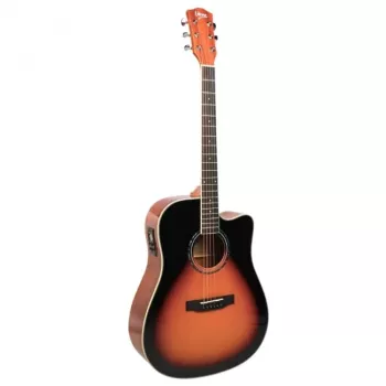 Gitara elektroakustyczna V-tone VEAG1 CE 4/4 Wood — pełnowymiarowy dreadnought, wycięcie, świerkowy top, mahoń tył i boki, wbudowany przedwzmacniacz