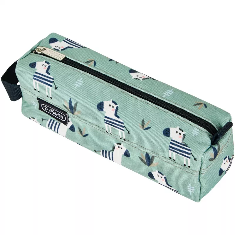 Miękki piórnik Herlitz Quattro Crazy Zebra Poliester Czarny Zielony Biały 215x70x80mm