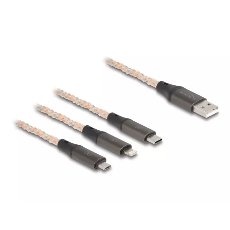 Kabel USB DeLOCK 1,2 m USB 2.0 USB A USB C/Micro-USB B/Lightning przezroczysty