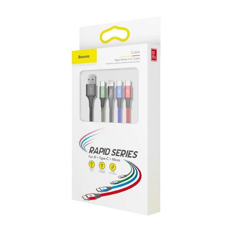 Kabel USB Baseus Fast 4w1 2xUSB-C / Lightning / Micro 3.5A 1.2m (czarny)