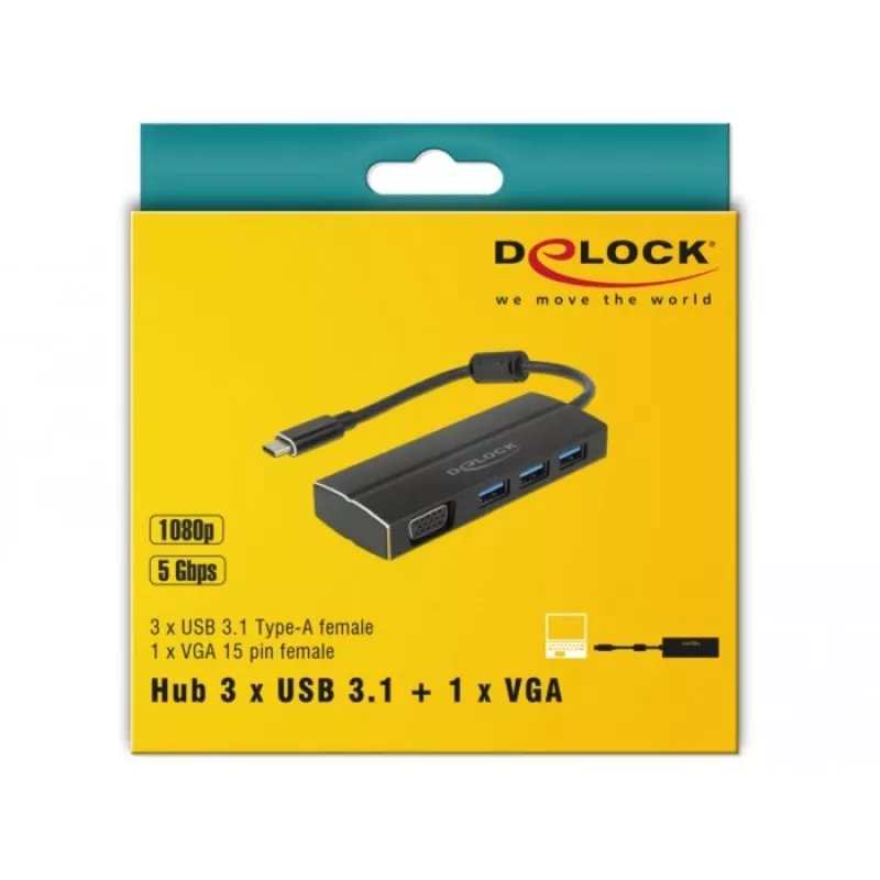 Stacja dokująca do laptopa DeLOCK 63932 USB 3.2 Gen 1 Type-C czarna
