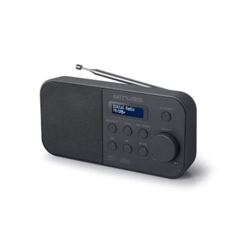 Przenośne radio muse M-109 DB — DAB+ / FM (87,5–108 MHz), tuner PLL, LCD, bateria/AC, czarny