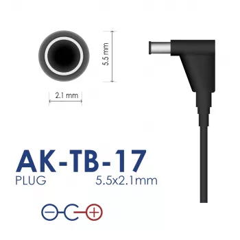 Zasilacz uniwersalny Akyga AK-TB-17, 12 V, 2 A, 24 W, 5,5 x 2,1 mm, 1,4 m