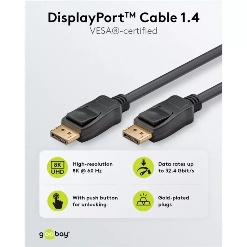 Kabel DisplayPort Goobay 74777 1 m Czarny G-Sync FreeSync