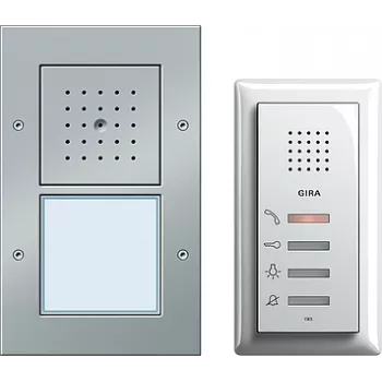 Stacja zewnętrzna/interkom Gira 049543 — Przewodowa IP44, Aluminium i Biel, Aluminium/Termoplast, AC/DC