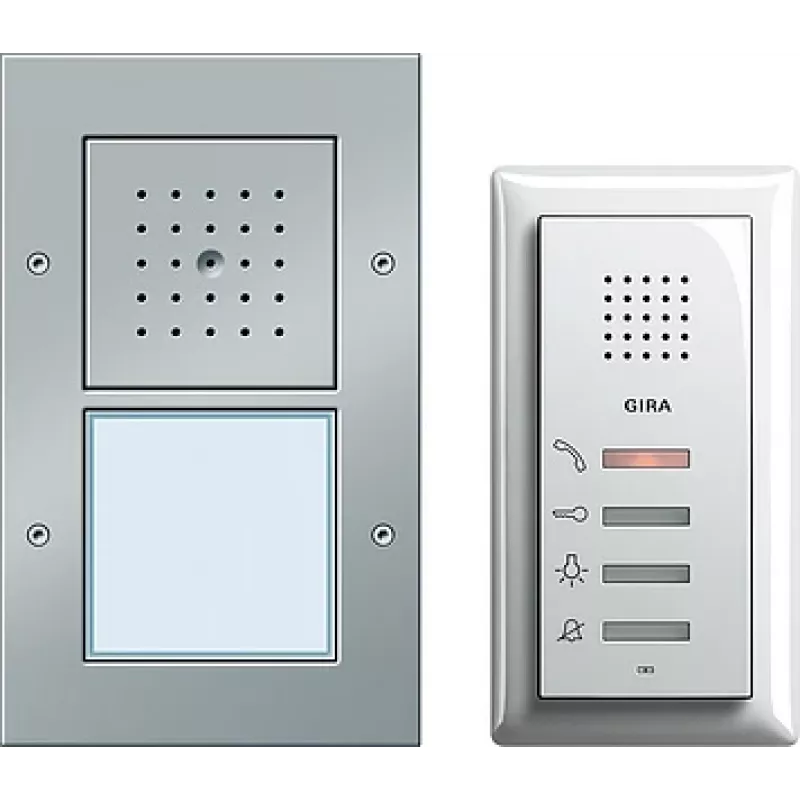 Stacja zewnętrzna/interkom Gira 049543 — Przewodowa IP44, Aluminium i Biel, Aluminium/Termoplast, AC/DC