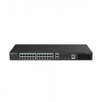 Przełącznik zarządzalny RUIJIE RG-ES228GS-P — 26x Gigabit RJ-45, 24x porty PoE, budżet PoE 370W, 2x SFP, metalowa obudowa rack