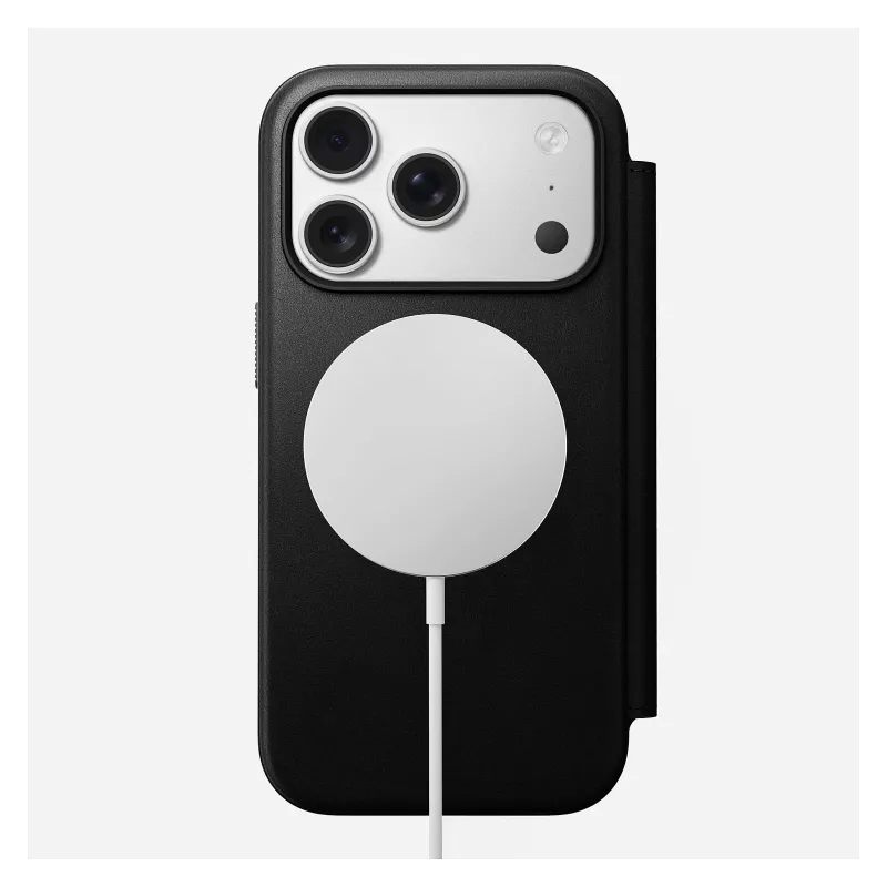Skórzany portfel do telefonu Nomad Modern Leather Folio Cover dla iPhone 17 Pro, 16 cm (6,3 cala), czarny, 4 kieszenie na karty