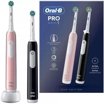 Szczoteczka elektryczna Oral-B Pro 1 Duo — czarna/różowa, 2 tryby czyszczenia