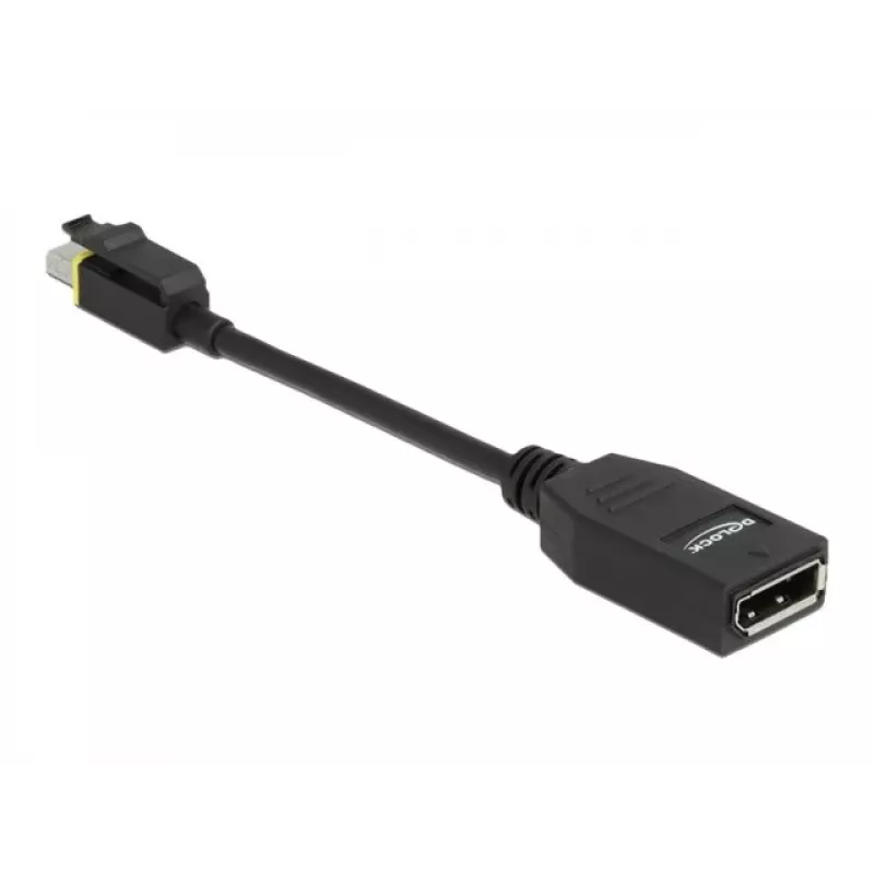 DeLOCK - Adapter DisplayPort - Mini DisplayPort (M) z zatrzaskiem na DisplayPort (W) - DisplayPort 1.4 - 15 cm - bezhalogenowy, obsługa 8K - czarny (65978)