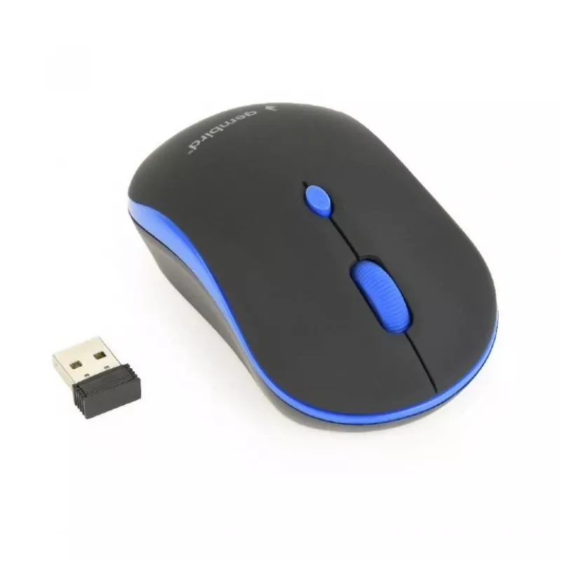 Bezprzewodowa mysz optyczna Gembird MUSW-4B-03-B, RF, symetryczna, 1600 DPI, 4 przyciski, zasilana bateriami, niebiesko-czarna