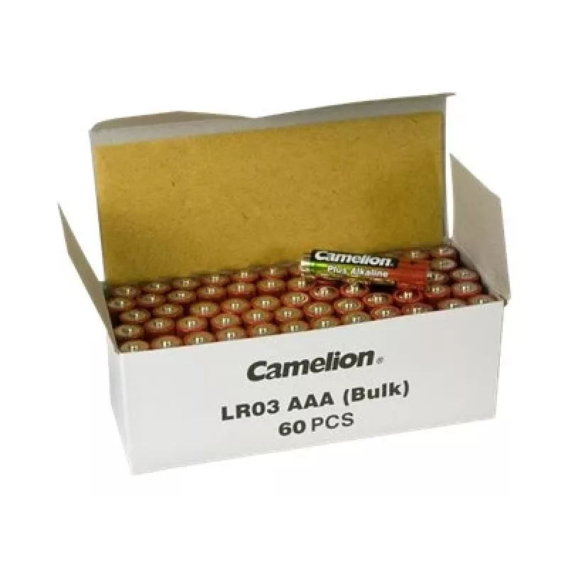 Alkaliczne baterie CAMELION AAA (LR03) 60 szt. — opakowanie do urządzeń o wysokim poborze prądu