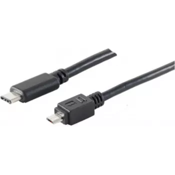 Kabel USB S/CONN 77145-1.0 USB 2.0 1 m USB C Micro-USB B Czarny