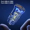 Ładowarka samochodowa usams CC164CC01 30W z 1×USB-A i 1×USB-C do szybkiego ładowania