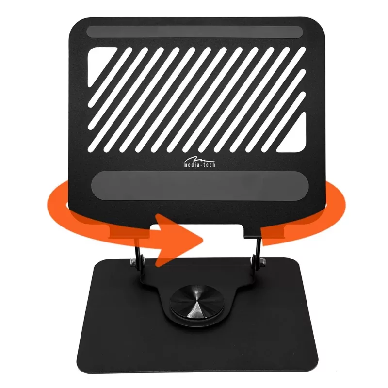 Stojak na laptopa MEDIA-TECH MT2662 — regulowana wysokość, składany, aluminiowy, do laptopów 10–17 cali