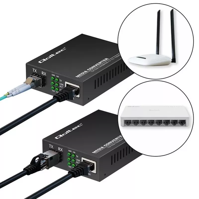 Konwerter mediów PRZEŁĄCZNIK Ethernet 1x RJ45 1x SFP