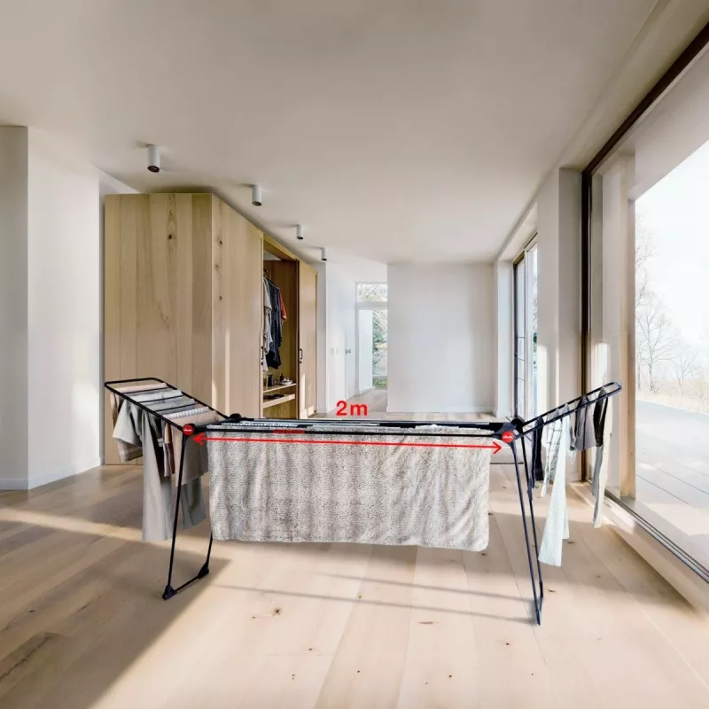 Suszarka do ubrań VILEDA Infinity Flex Ultimate Telescopic — czarna, aluminium lakierowane, 30 m powierzchni suszenia, składana, kółka