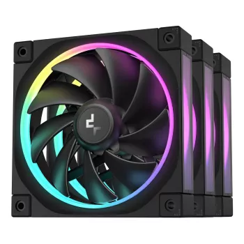 Wentylator PC 120 mm DeepCool FL12 3-in-1 Czarny, 120×25 mm, 2150 RPM, łożysko Fluid Dynamic Bearing, PWM, 55 CFM, 32 dB, zestaw 3 szt.