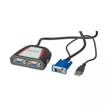 Portable VGA video splitter, 2x, 250MHz, VGA, 2x VGA, szary, 250 MHz, 0.65 m, 1920 x 1440