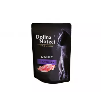 Mokra karma dla kota dolina noteci Premium Rabbit 85 g pasztet — saszetka jednorazowa, bezzbożowa, 82% wilgotności