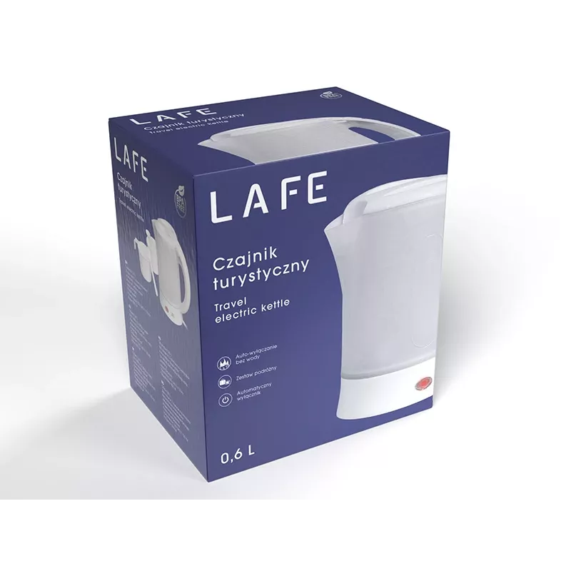 Czajnik elektryczny LAFE LAFCZA45865, stal nierdzewna, 0,6 l, 600 W, jasnoszary, zawiasowa blokowana pokrywa