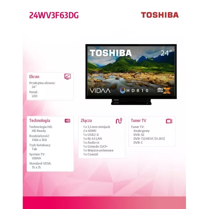 Telewizor Toshiba 24WV3F63DG 24 cale LED HD