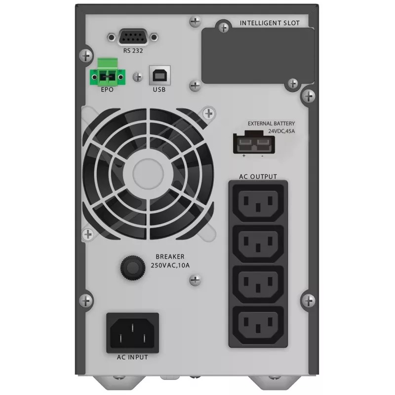 Zasilacz awaryjny UPS PowerWalker VFI 1000 TGB — 1 kVA (900 W), konwersja podwójna online, 4× gniazda C13, USB, RS-232, EPO